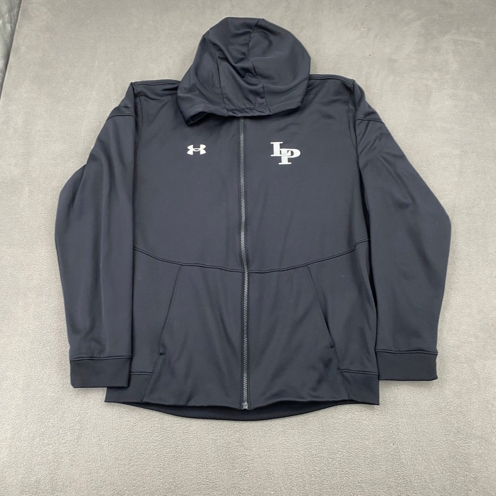 Under Armour Mens Black Full Zip Hoodie LP Graphic Fleece Lined Size Large